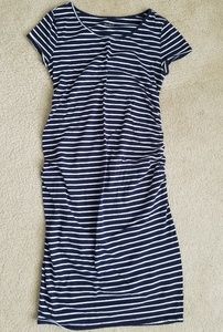 Navy/white striped maternity dress